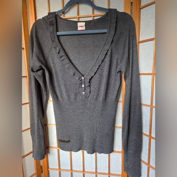 NEW WOMENS/YOUTHS "ONLY ORIGINAL" VISCOSE MIX PULLOVER SEXY V-NECK SWEATER S/L - Picture 1 of 7